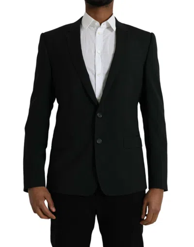 Dolce & Gabbana Black Slim Fit Coat Jacket Martini Blazer In Blue