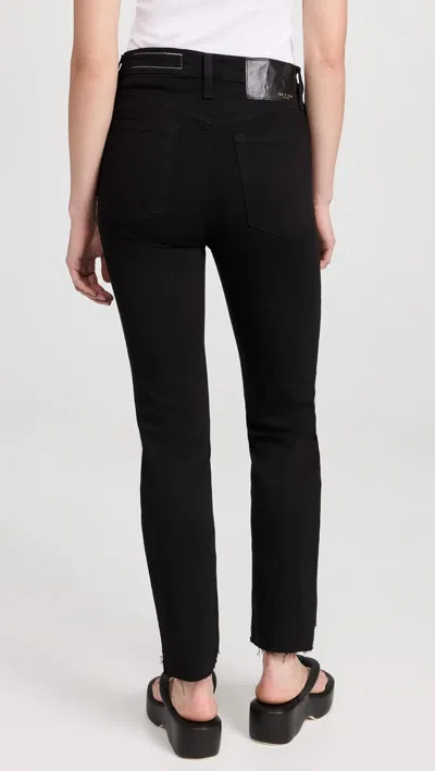 Rag & Bone Womens Logan Mid-rise Wide-leg Stretch-denim Jeans Elenna In Black