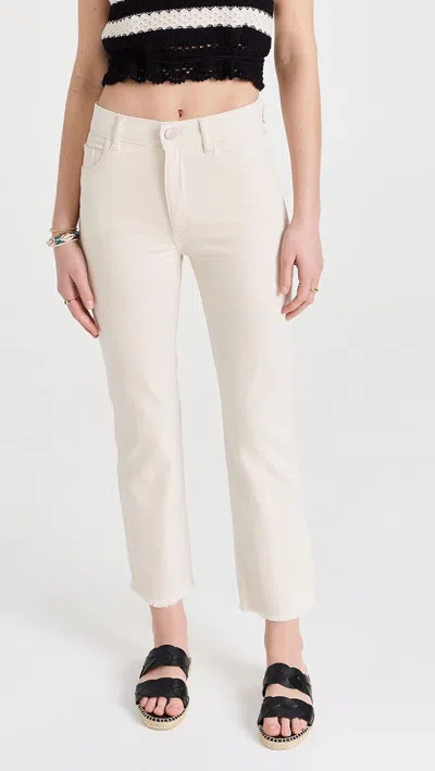 Shop Dl1961 Women Patti Straight High Rise Ankle Jeans Ecru Off White Pants