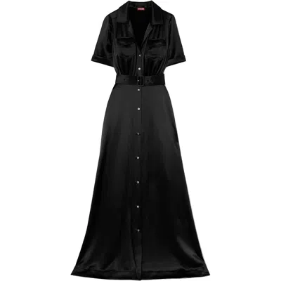 Shop Staud Women Millie Belted Acetate Polyester Maxi Dress Solid Black