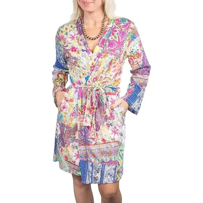 Shop Johnny Was Women Talavera V-neck Belted Cotton Modal Sleep Robe Multicolor