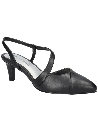 Easy Street Emerald Womens Faux Leather Pointed Toe Slingback Heels In Black
