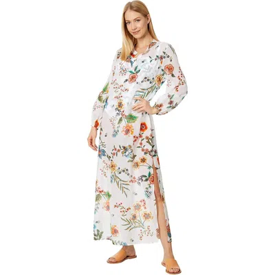 Johnny Was Women's Puff Sleeve Maxi Dress Multi White Floral Print In Multi