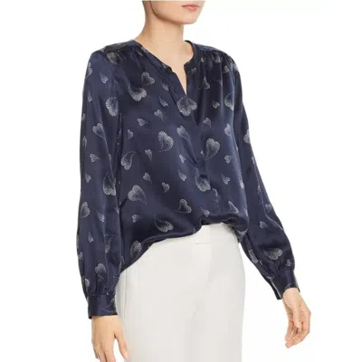 Joie Women's Mintee Midnight Silk Blouse With Heart Print In Blue