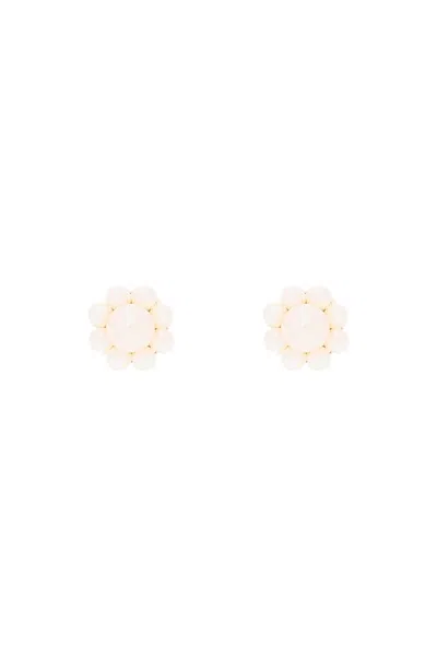 Shop Simone Rocha Earrings With Pearls In Beige