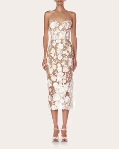 Shop Bronx And Banco Women's Jasmine Midi Dress In White/floral