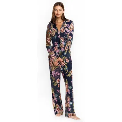 Johnny Was Women Cotton Modal Collared Delfino Long Sleeves Pj Set Multicolor In Multi