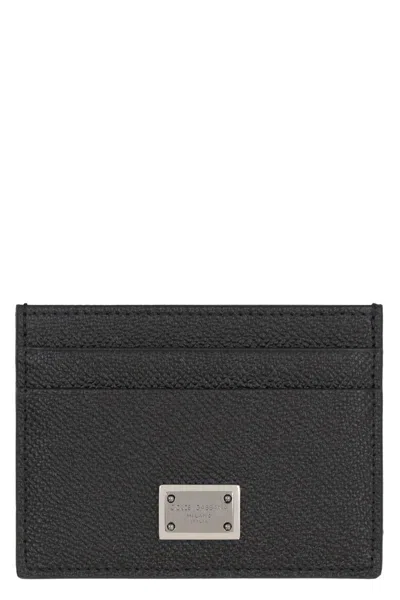 Dolce & Gabbana Black Textured Calf Leather Bi-fold Wallet In Black