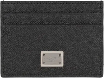 Dolce & Gabbana Black Textured Calf Leather Bi-fold Wallet In Black