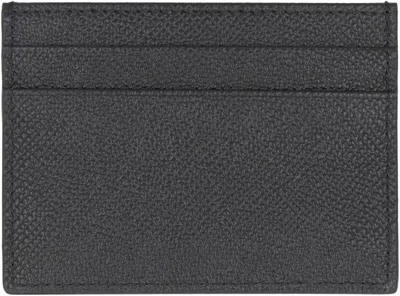 Dolce & Gabbana Black Textured Calf Leather Bi-fold Wallet In Black