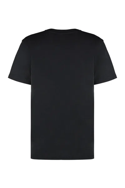 Shop Ganni Cotton Crew-neck T-shirt In Black