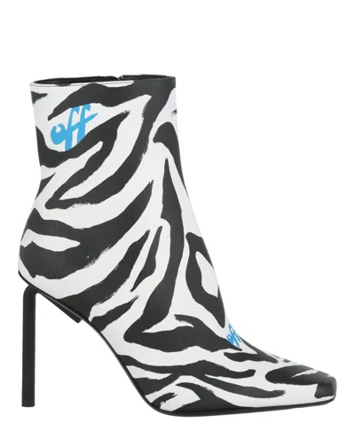 Shop Off-white Allen Zebra-print Leather Ankle Boots In White