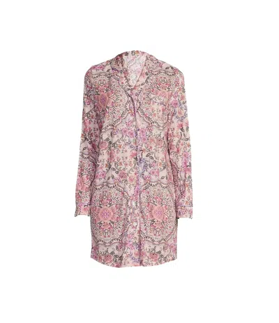 Johnny Was Women's Neena Floral Print Notch Collar Knit Chest Pocket Long Sleeve Nightshirt… In Multi