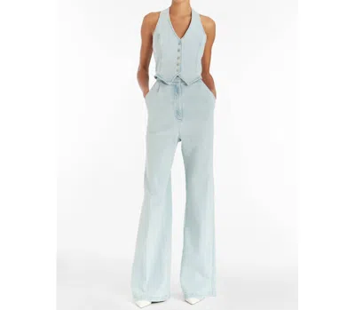 Amanda Uprichard Ethan Denim Jumpsuit Iceberg In Multi