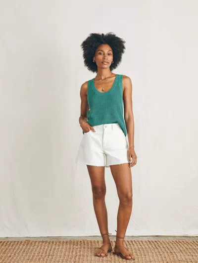 Faherty Miramar Linen Scoop Neck Tank In Bottle Green