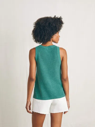 Faherty Miramar Linen Scoop Neck Tank In Bottle Green