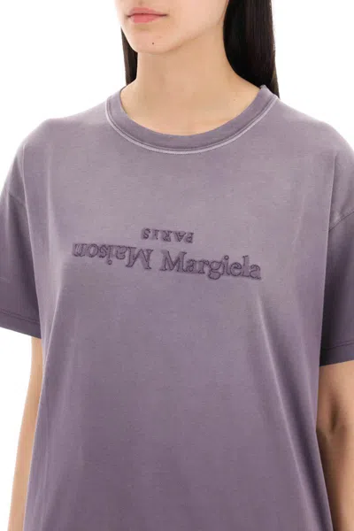 Shop Maison Margiela "reverse Logo Embroidered T-shirt With In Viola