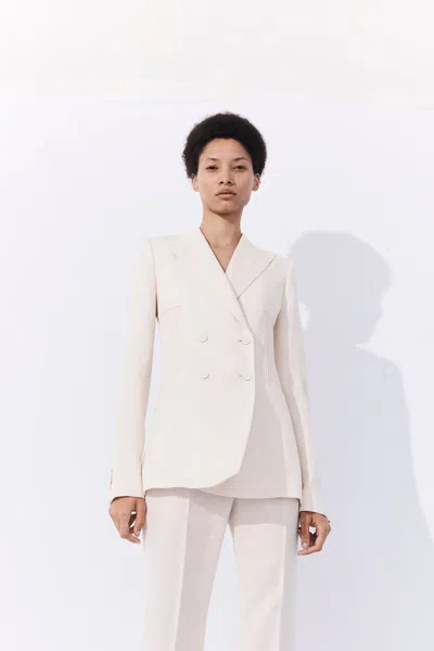 Gabriela Hearst Brett Blazer In Ivory Textured Linen In Ivory