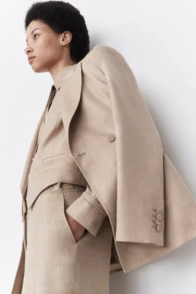 Gabriela Hearst Cruz Shirt In Hay Virgin Wool And Silk Linen In Hay