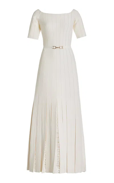 Gabriela Hearst Kurt Pleated Knit Dress In Ivory Merino Wool In Ivory