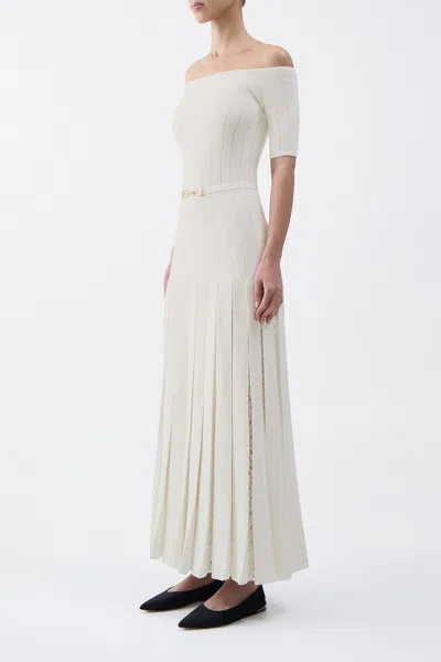 Gabriela Hearst Kurt Pleated Knit Dress In Ivory Merino Wool In Ivory
