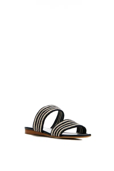Gabriela Hearst Lora Flat Sandal In Black & White Nappa Leather Crochet In Black/white