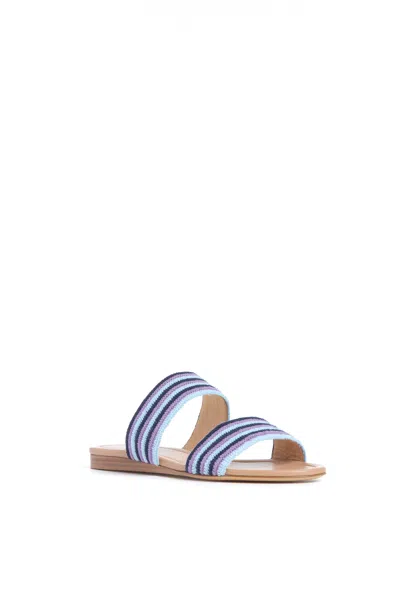Gabriela Hearst Lora Flat Sandal In Navy Multi Crochet In Nude/navy Multi