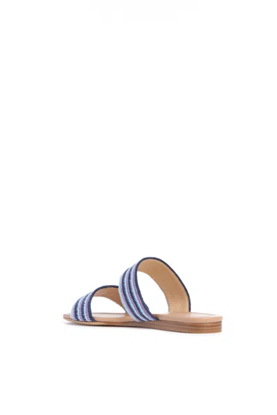 Gabriela Hearst Lora Flat Sandal In Navy Multi Crochet In Nude/navy Multi
