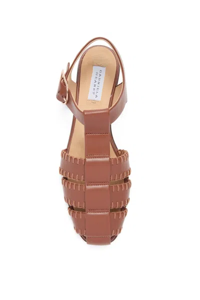 Gabriela Hearst Lynn Flat Sandal In Cognac Nappa Leather With Stitch In Cognac