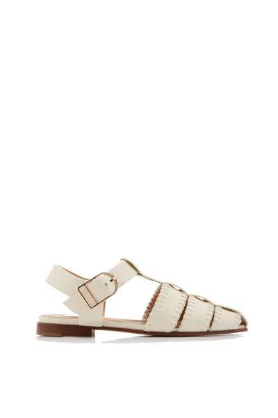 Gabriela Hearst Lynn Flat Sandal In Cream Nappa Leather With Stitch In Cream