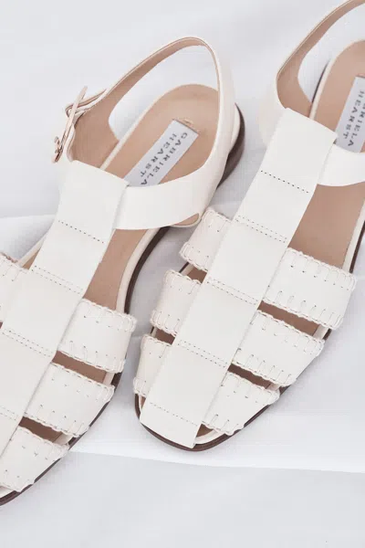 Gabriela Hearst Lynn Flat Sandal In Cream Nappa Leather With Stitch In Cream