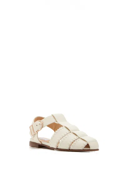 Gabriela Hearst Lynn Flat Sandal In Cream Nappa Leather With Stitch In Cream