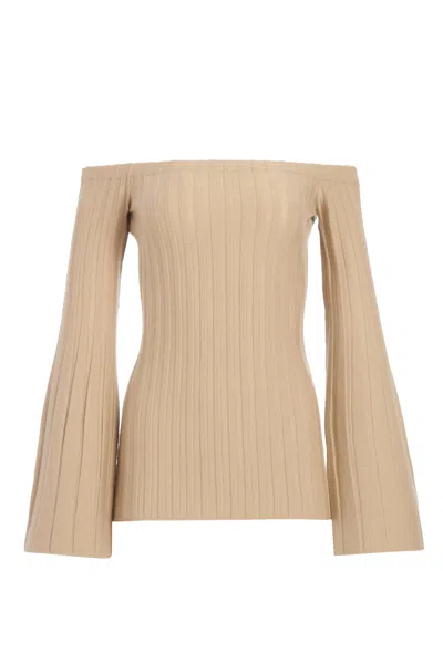 Gabriela Hearst Nelson Knit Sweater In Hay Merino Wool Cashmere In Hay