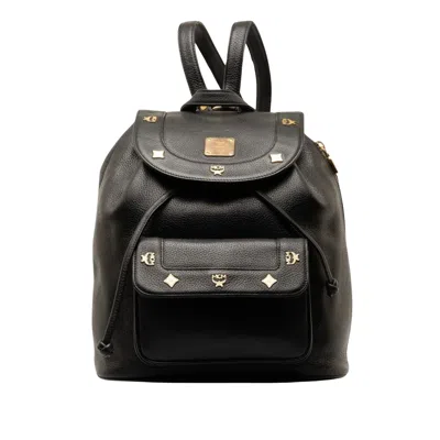 Shop Mcm Black Leather Backpack Bag ()