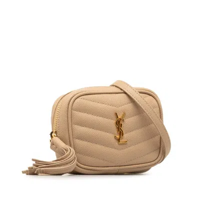 Shop Saint Laurent Cassandra Beige Leather Shoulder Bag ()