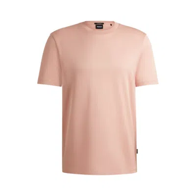 Shop Hugo Boss Regular-fit T-shirt In Structured Mercerized Cotton In Pink