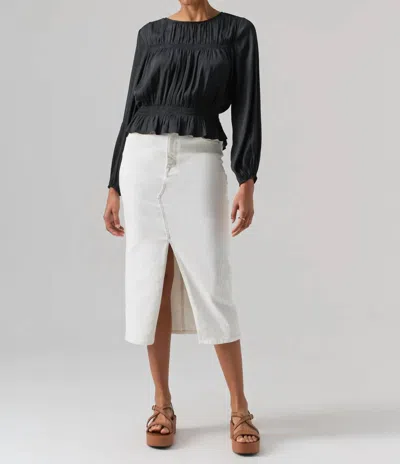 Sanctuary Denim Midi Skirt In Chlk In Black
