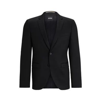 Hugo Boss Men's Single-breasted Jacket In Virgin-wool Serge In Black