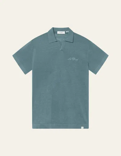 Shop Les Deux Men's Emmanuel Polo Knit Shirt In Washed Denim Blue In Multi