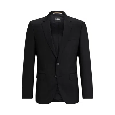 Shop Hugo Boss Single-breasted Jacket In Virgin-wool Serge In Black