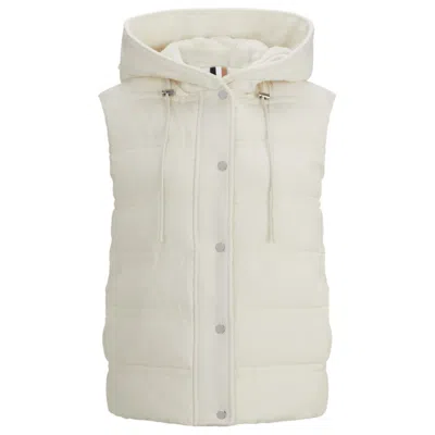 Shop Hugo Boss Hybrid Hooded Gilet With Teddy Lining In White