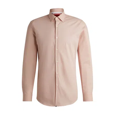Shop Hugo Slim-fit Shirt In Easy-iron Cotton Poplin In Pink