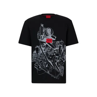 Shop Hugo Relaxed-fit T-shirt In Cotton Jersey With Seasonal Artwork In Black