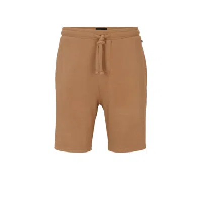 Shop Hugo Boss Stretch-jersey Pajama Shorts With Embroidered Logo In Beige