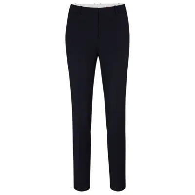 Hugo Boss Cropped Regular-fit Trousers In Wool In Blue