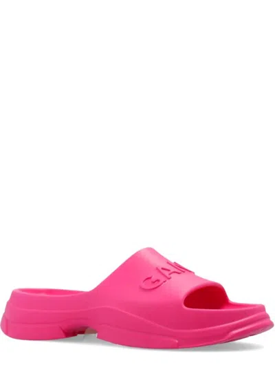 Shop Ganni Women's Pool Slide Sandals In Shocking Pink