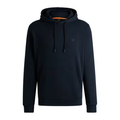 Hugo Boss Cotton-terry Hoodie With Logo Patch In Black
