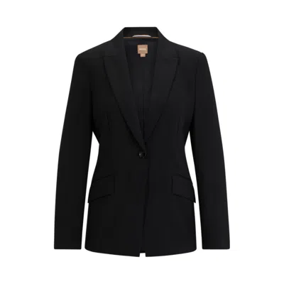 Hugo Boss Women's Regular-fit Jacket In Virgin Wool With Slit Cuffs In Black