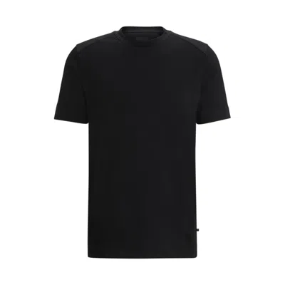 Shop Hugo Boss Regular-fit T-shirt In Mercerized Stretch Cotton In Black