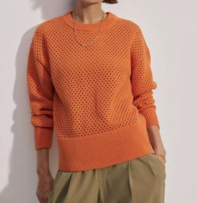 Shop Varley Hester Knit Crewneck Sweater In Jaffa Orange In Multi